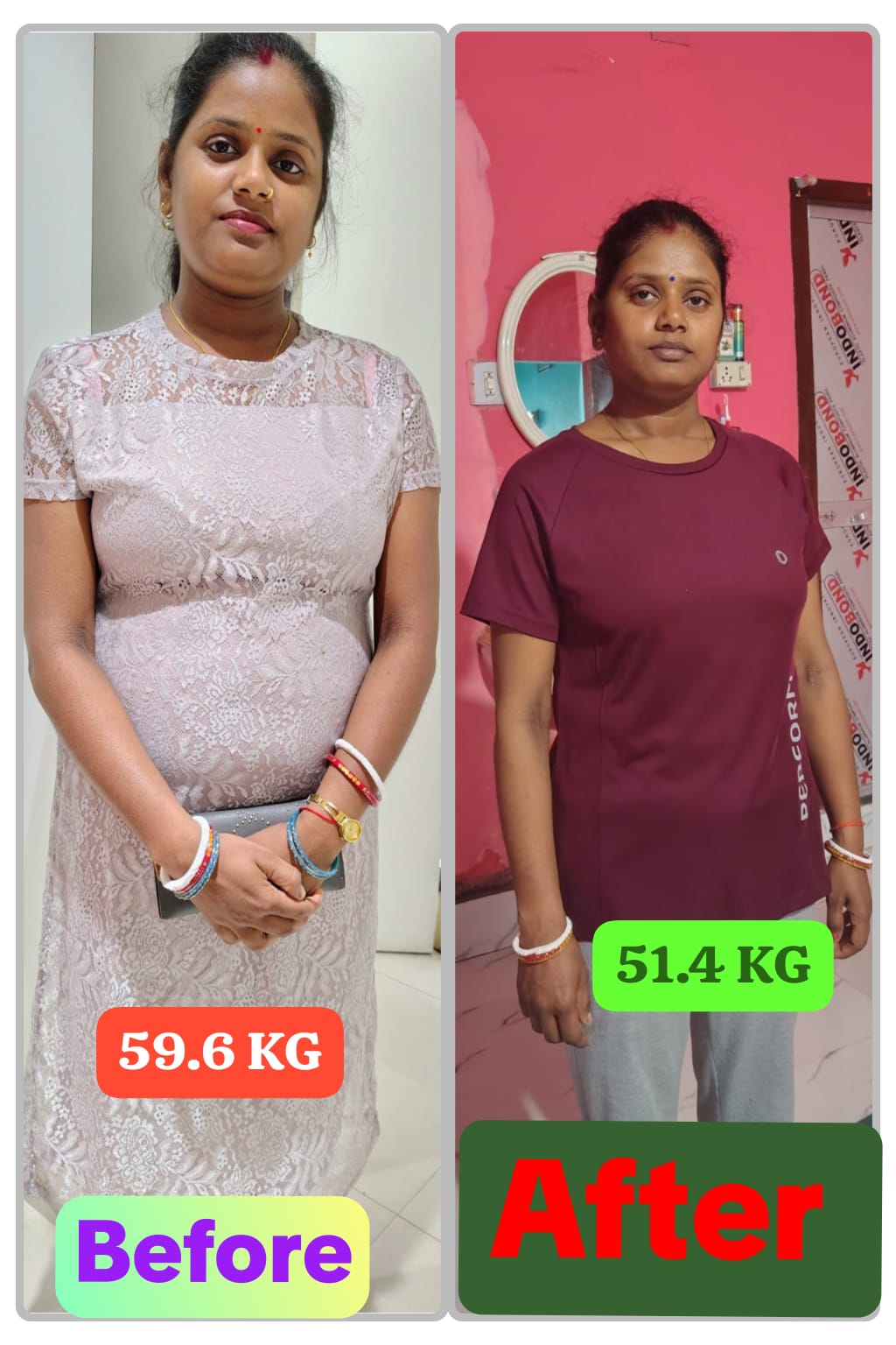 59.6 to 51.4 KG Weight Loss